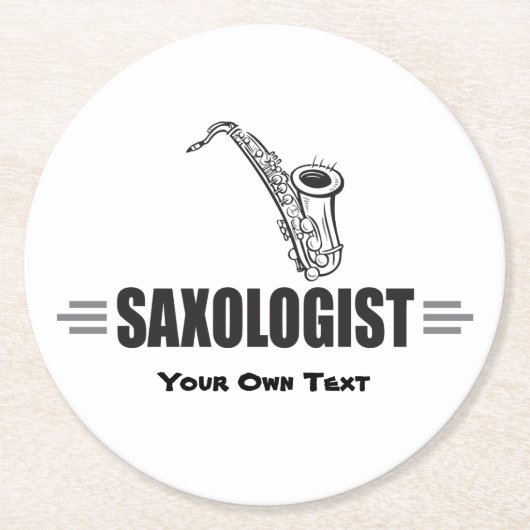 Kundenspezifisches lustiges Saxophon Runder Pappuntersetzer (Vorderseite)