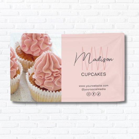 Kundenspezifisches Monogram Logo Foto Pink Bakery Banner