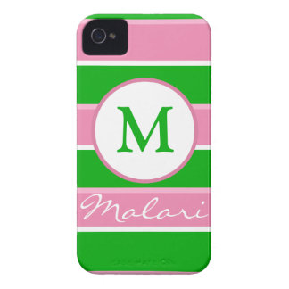 Kundenspezifisches Monogramm-adretter Streifen iPhone 4 Hüllen