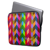 Kundenspezifisches Monogramm-bunter Zickzack Laptopschutzhülle (Vorderseite Links)