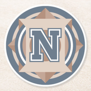 Kundenspezifisches Monogramm der Initialen-"N" Runder Pappuntersetzer