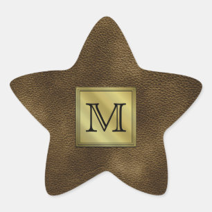 Kundenspezifisches Monogramm-Druckbild. Brown Stern-Aufkleber