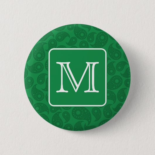 Kundenspezifisches Monogramm. Dunkelgrünes Button (Vorderseite)