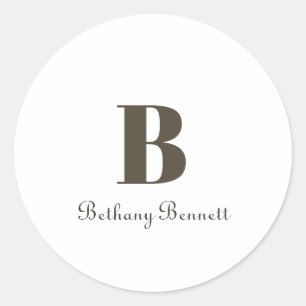 Kundenspezifisches Monogramm-Initialen-Namen-Weiß Runder Aufkleber