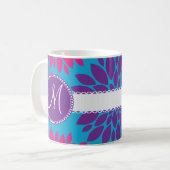 Kundenspezifisches Monogramm-Initialen-Rosa-lila Kaffeetasse (Vorderseite Links)