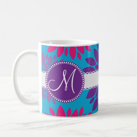Kundenspezifisches Monogramm-Initialen-Rosa-lila Kaffeetasse (Links)