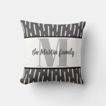 kundenspezifisches Monogramm-Kissen grau und weiß