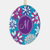 Kundenspezifisches Monogramm-lila rosa weiße Blume Keramik Ornament (Rechts)