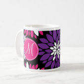 Kundenspezifisches Monogramm-lila rosa weiße Kaffeetasse (Vorderseite Links)