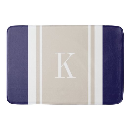 Kundenspezifisches Monogramm-Marine-Blau-beige Badematte (Vorderseite)