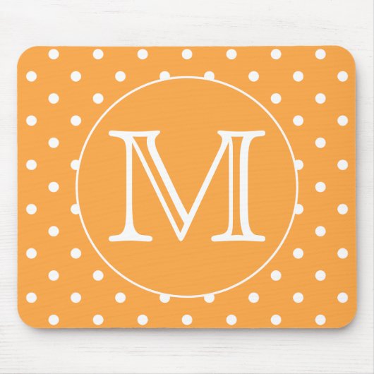 Kundenspezifisches Monogramm. Orange und weißer Mousepad (Vorne)
