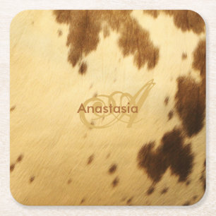 Kundenspezifisches Monogramm-schicke beige Rechteckiger Pappuntersetzer