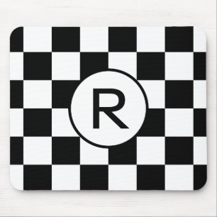 Kundenspezifisches Monogramm-Schwarz-weißes Mousepad