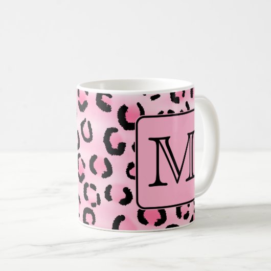 Kundenspezifisches Monogramm. Schwarzer und rosa Kaffeetasse (VorderseiteRechts)