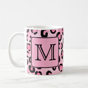 Kundenspezifisches Monogramm. Schwarzer und rosa Kaffeetasse