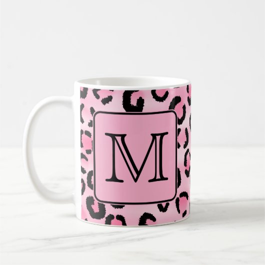 Kundenspezifisches Monogramm. Schwarzer und rosa Kaffeetasse (Links)