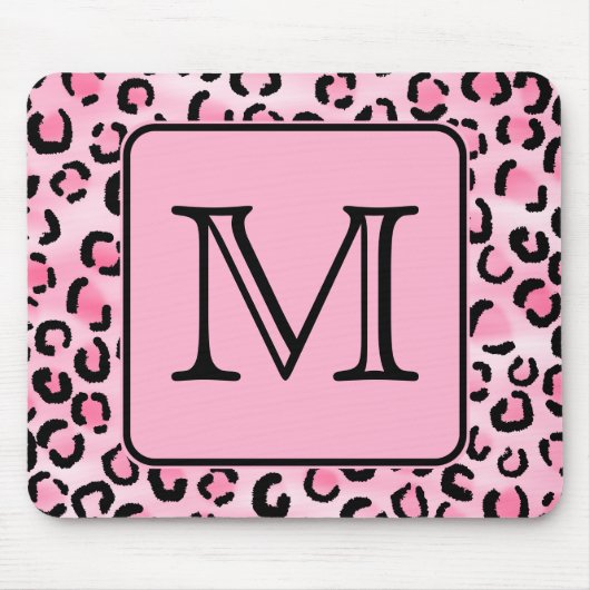 Kundenspezifisches Monogramm. Schwarzer und rosa Mousepad (Vorne)