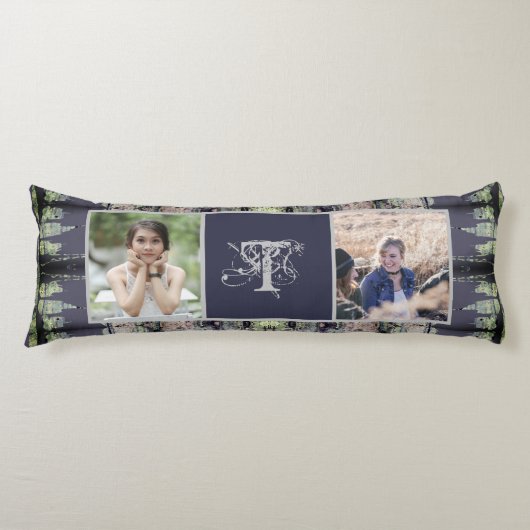 Kundenspezifisches Monogramm Steampunk 2 Fotos Seitenschläferkissen (Vorderseite)