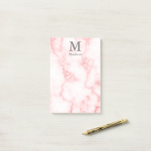 Kundenspezifisches Monogramm und Name auf Post-it Klebezettel (Auf Schreibtisch)