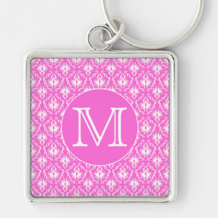 Kundenspezifisches Monogramm. Weißes und rosa Schlüsselanhänger