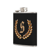 Kundenspezifisches Monogramm-Weizen-Kronen-Gold Flachmann (Links)