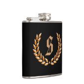 Kundenspezifisches Monogramm-Weizen-Kronen-Gold Flachmann (Rechts)