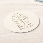 Kundenspezifisches Monsteron-Monogram-Save the Dat Runder Pappuntersetzer (Angewinkelt)