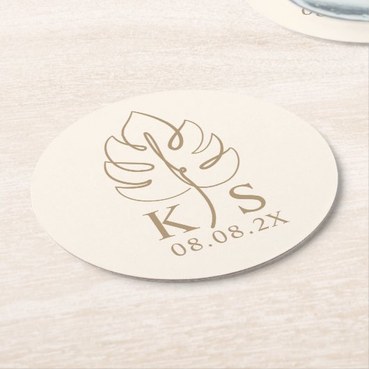 Kundenspezifisches Monsteron-Monogram-Save the Dat Runder Pappuntersetzer (Angewinkelt)