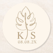 Kundenspezifisches Monsteron-Monogram-Save the Dat Runder Pappuntersetzer (Vorderseite)