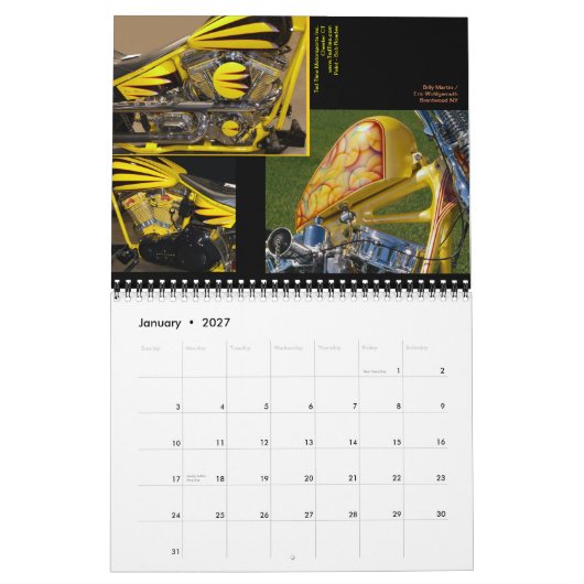 Kundenspezifisches Motorrad, das Midi-Größe Mon. Kalender (Jan 2027)