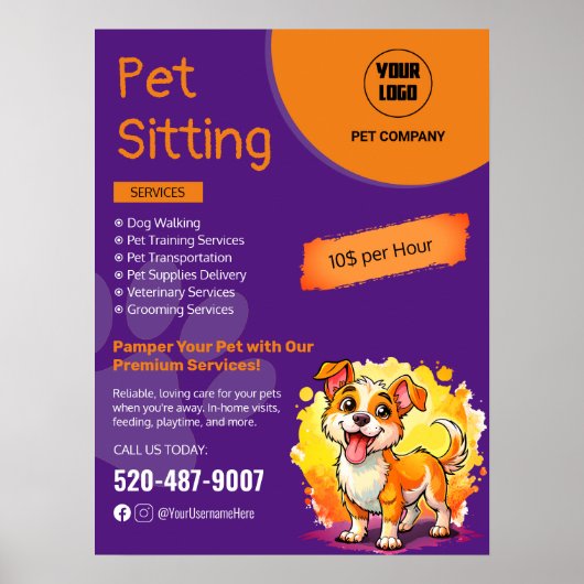 Kundenspezifisches Pet Sitting Business Poster (Vorne)