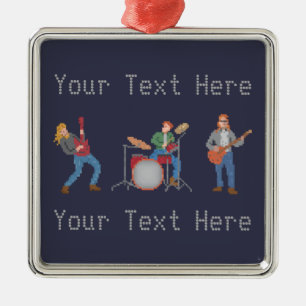 Kundenspezifisches Pixel-Rockband Silbernes Ornament