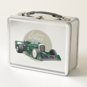 Kundenspezifisches Retro-Rennwagenkonzept Metall Brotdose