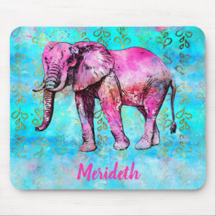 Kundenspezifisches rosa Elefant-blaues Mousepad