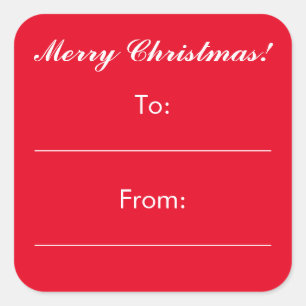 Kundenspezifisches rotes Weihnachten nach und von Quadratischer Aufkleber