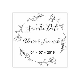 Kundenspezifisches rustikales Blumen Save the Date Gummistempel