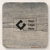 Kundenspezifisches rustikales Holz mit Logo Untersetzer (Vorderseite)