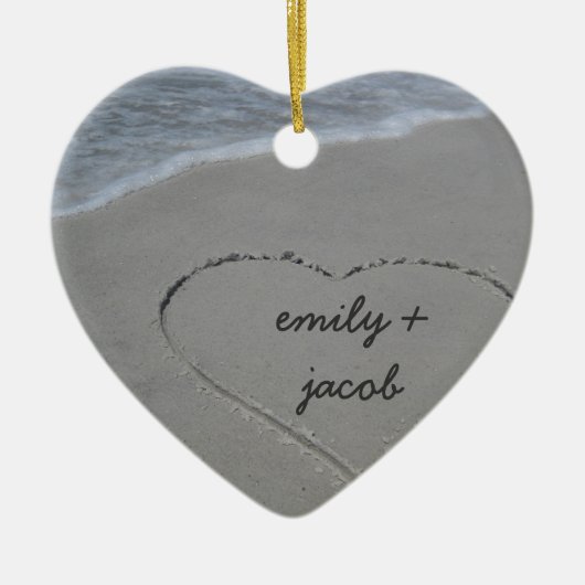 Kundenspezifisches Sand-Herz unsere erste Keramik Ornament (Vorne)