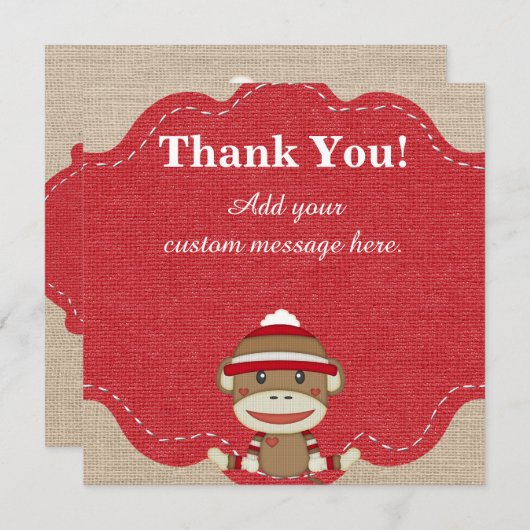 Kundenspezifisches Socken-Affe-Party-Geschenk Dankeskarte (Vorne/Hinten)