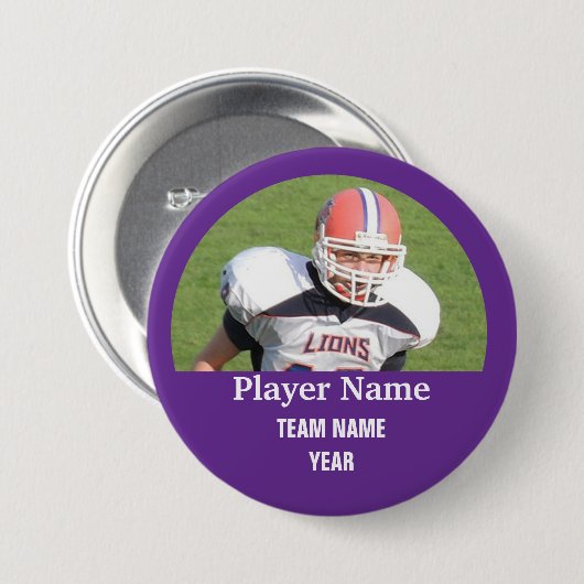 Kundenspezifisches Sportteam-Foto - LILA Button (Vorne & Hinten)