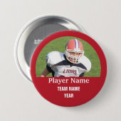 Kundenspezifisches Sportteam-Foto - ROT Button (Vorne & Hinten)
