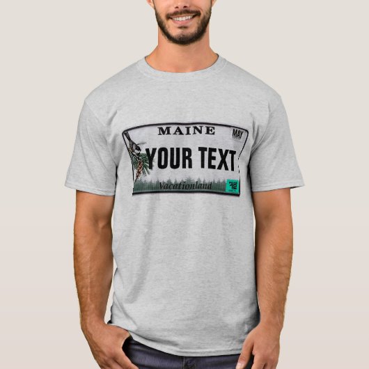 Kundenspezifisches Text-Maine-Kfz-Kennzeichen T-Shirt (Vorderseite)