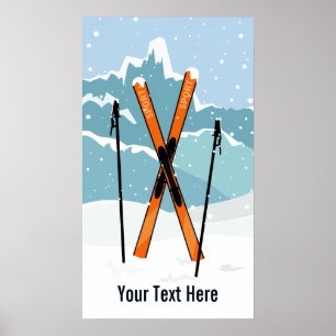 Kundenspezifisches Text-Winter-Skifahrenplakat Poster
