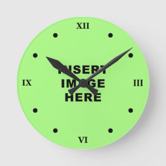 Kundenspezifisches Uhr-Schablonen-Schwarz-römische Runde Wanduhr