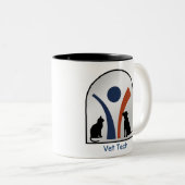 Kundenspezifisches Veterinärtierlogo mit Katze und Zweifarbige Tasse (VorderseiteRechts)