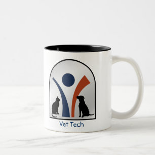 Kundenspezifisches Veterinärtierlogo mit Katze und Zweifarbige Tasse