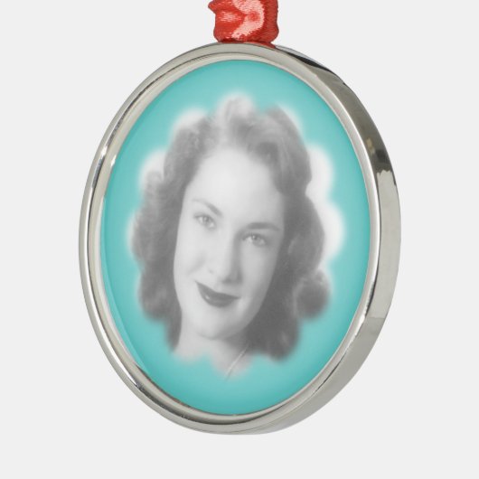 Kundenspezifisches Vintages Foto Silbernes Ornament (Links)