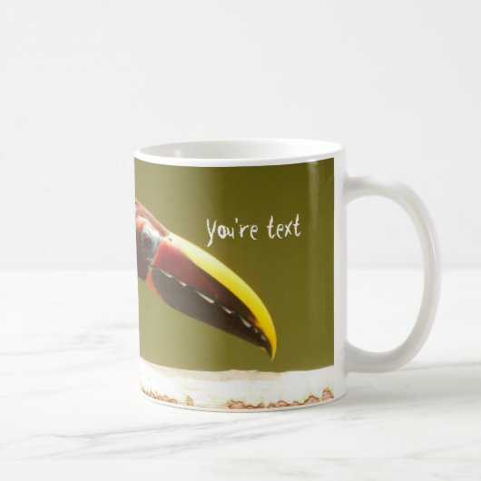Kundenspezifisches Vogelgrün aracari toucan Kaffeetasse (Rechts)