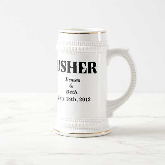 Kundenspezifisches Wedding Usher-Bier Stein Bierglas (Rechts)