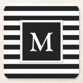 Kundenspezifisches weißes Monogramm mit Rechteckiger Pappuntersetzer (Vorderseite)